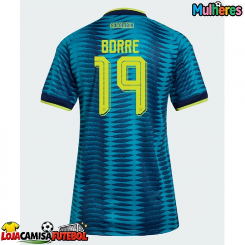 Camisa de Futebol Colômbia Rafael Santos Borre #19 Equipamento Secundário Mulheres Mundo 2026 Manga Curta